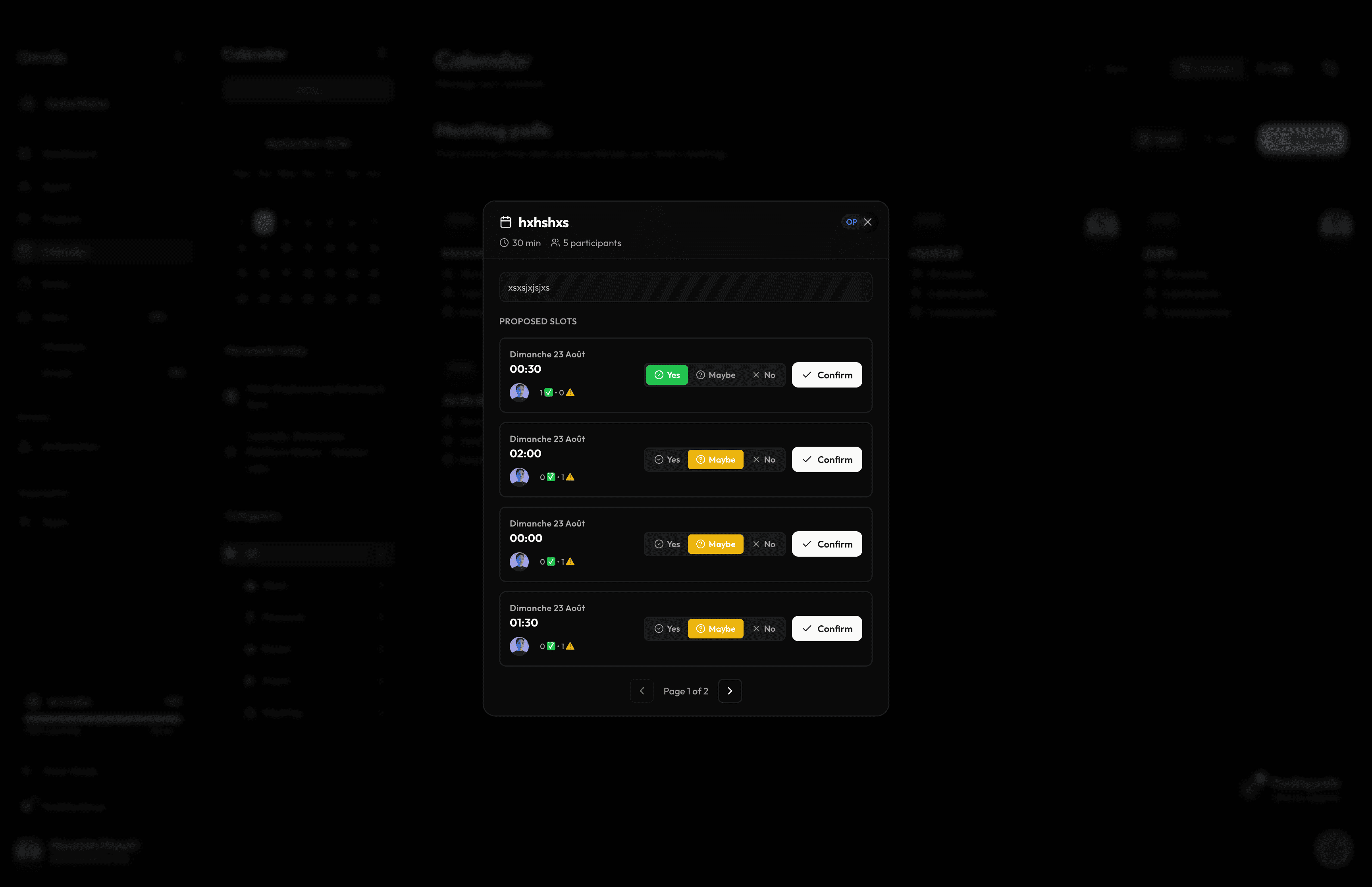 Interactive quick vote modal for meeting poll